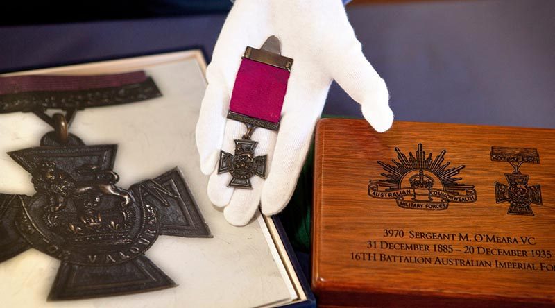 Sergeant Martin O’Meara's Victoria Cross medal at the Australian Army Museum of Western Australia in Fremantle. Photo by Chief Petty Officer Damian Pawlenko.