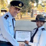 CCPL Tharane Thamodarar receives her Course Commander’s Award from Air Commodore Gary Martin, Director General Cadets – Air Force. Photo by Aircraftman (AAFC) Josh Watson.