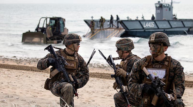 United States Marines at King's Beach near Bowen, Queensland, during Exercise Talisman Sabre 2019. Photo by Sergeant Jake Sims.