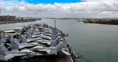 USS Ronald Reagan enters the Port of Brisbane ahead of Exercise Talisman Sabre 2019. Photo courtesy USS Ronald Reagan Facebook page.