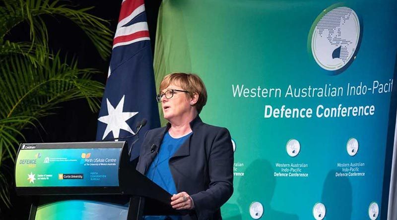 The then Assistant Minister for Home Affairs Linda Reynolds addresses the 2018 WA Ind0-Pacific Defence Conference. Senator Reynolds will address the 2019 conference as Minister for Defence. Photo supplied.