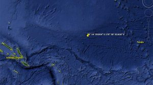 The scene of the rescue, between Tuvalu and Solomon Islands. Google Earth.