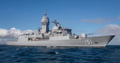 HMAS Arunta sporting her distinctive CEAFAR2-L phased array radar developed by Australian company CEA Technologies. Photo by Leading Seaman Kylie Jagiello.