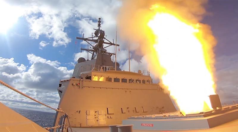 HMAS Hobart fires its first missile in Australian waters. The ship had already fired a dozen or more missiles during trials/training in America. ADF video capture.