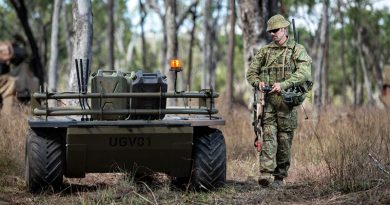 Corporal Aaron Le Jeune from the 9th Force Support Battalion – a sub-unit of the newly renamed 17th Sustainment Brigade – trials an unmanned ground vehicle during Exercise Talisman Sabre 2019 at Shoalwater Bay Training Area. Known as the Mission Adaptable Platform System Mule, the six-wheeled device is capable of hauling more than 500kgs of equipment and can be configured into several specialist roles, including being fitted with a hydraulic lifting arm, a surveillance module or combat litters for the carriage of wounded soldiers. Photo by Sergeant Jake Sims.