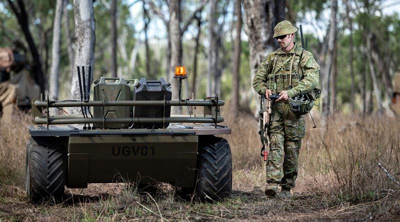 Corporal Aaron Le Jeune from the 9th Force Support Battalion – a sub-unit of the newly renamed 17th Sustainment Brigade – trials an unmanned ground vehicle during Exercise Talisman Sabre 2019 at Shoalwater Bay Training Area. Known as the Mission Adaptable Platform System Mule, the six-wheeled device is capable of hauling more than 500kgs of equipment and can be configured into several specialist roles, including being fitted with a hydraulic lifting arm, a surveillance module or combat litters for the carriage of wounded soldiers. Photo by Sergeant Jake Sims.