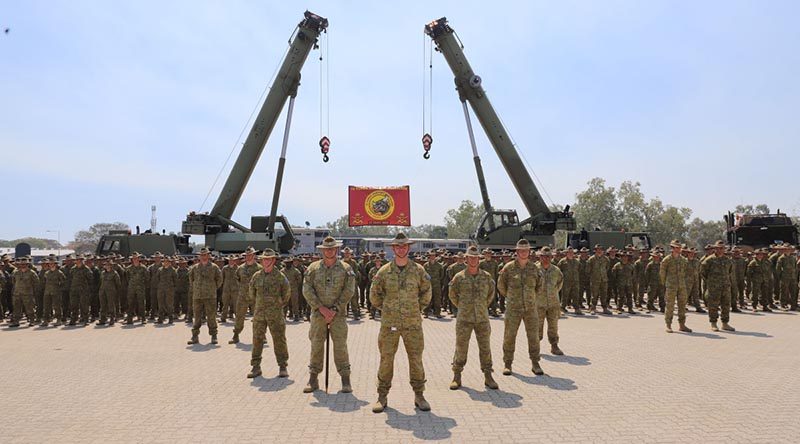 Australian Army Force Support Battalion during the Force Support Element 11 farewell parade at Lavarack Barracks, Townsville. Photo by Private Paensuwan.