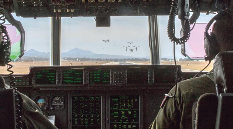 US Marine Corps MV-22B Ospreys depart Darwin for Hawaii after a busy year in Australia. US Marine Corps photo by First Lieutenant Colin Kennard.