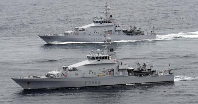 Royal New Zealand Navy inshore patrol vessels HMNZS Rotoiti (front) and HMNZS Pukaki. RNZN photo.