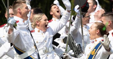 Staffs Cadet of the Royal Military College celebrate their graduation from the Royal Military College - Duntroon. Photo by Corporal Tristan Kennedy.