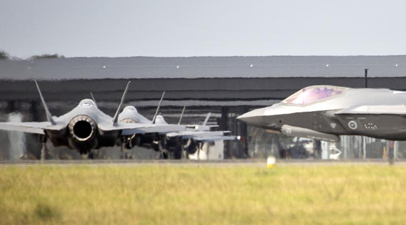 Australia's biggest delivery yet of F-35A Lightning IIs at RAAF Base Williamtown. Photo by Corporal Melina Young.