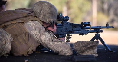 A New Zealand Army soldier fires a machine-gun practice during the Australian Army Skill at Arms Meeting 2019 at Puckapunyal, Victoria. Photo by Corporal Jessica de Rouw.