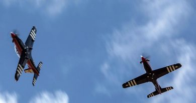 Two PC-21 aircraft from Aircraft Research and Development Unit (ARDU). Photo by Sergeant Shane Gidall.