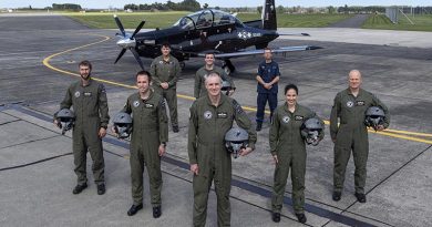 Royal New Zealand Air Force's Black Falcons aerobatic display team for 2020. NZDF photo.