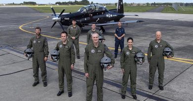 Royal New Zealand Air Force's Black Falcons aerobatic display team for 2020. NZDF photo.