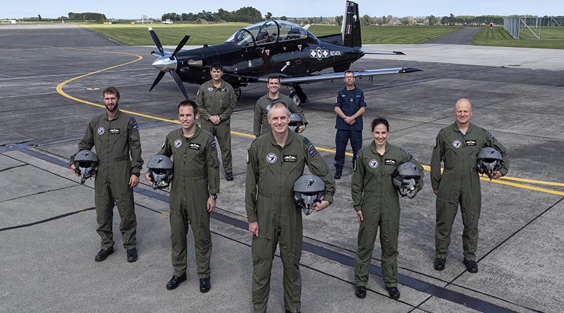 Royal New Zealand Air Force's Black Falcons aerobatic display team for 2020. NZDF photo.