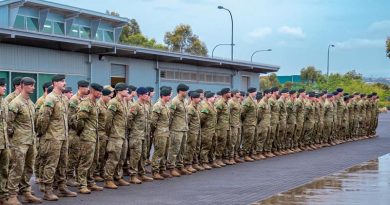 Soldier from the Australian Army's 1st Brigade – mainly 7RAR – parade in Adelaide in preparation for departure to assist on Opertion Bushfire Assist 19-20.