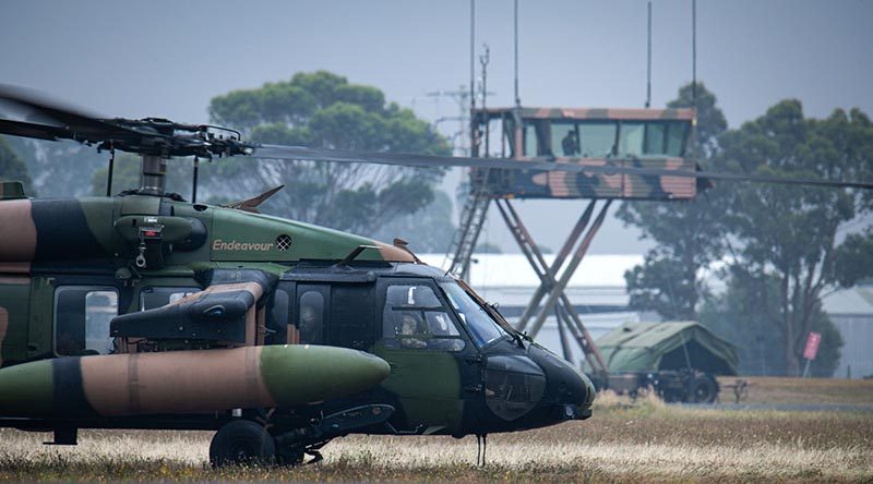 A Royal Australian Air Force Transportable Air Operations Tower operated by 44WG during Operation Bushfire Assist 19-20 at Bairnsdale Airport. Photo by Chris Loadsman.