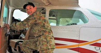 LCDT Tom Shaw (No 608 Squadron) prepares for a cadet air experience flight from Gawler Airfield in an ‘N’-model Cessna Skyhawk C172 ‘VH-CEY’ operated by Adelaide Biplanes.