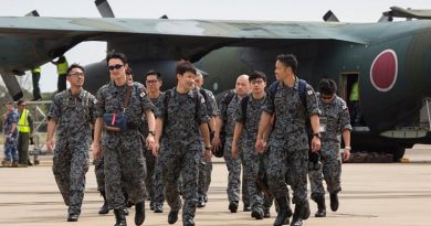 Japan Self-Defense Force personnel walk from their C-130H Hercules after arriving at RAAF Base Richmond to assist in Operation Bushfire Assist. Photo by David Said.