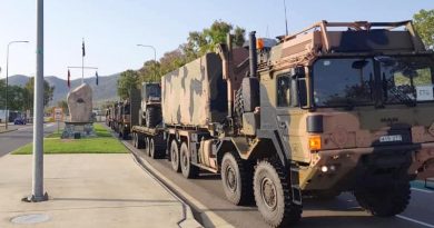 The 3rd Combat Engineer Regiment convoy departs Lavarack Barracks, Townsville, on the first leg of a long drive to Victoria. 3rd Brigade photo.