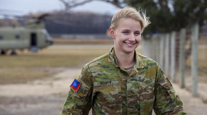 Private Brodie Scott is thrilled to be home in Mallacoota to help her community after the devastating fires. By Pilot Officer Brent Moloney.