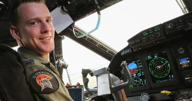 Flight Lieutenant Andrew Willersdorf, a pilot with No. 35 Squadron, performs pre-flight checks on the C-27J Spartan to deliver essential cargo and passengers from RAAF Base East Sale to Mallacoota during Operation Bushfire Assist. Photo by Corporal Kylie Gibson.