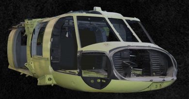 This Black Hawk fuselage shell with 0 flying hours is for sale by auction from Australian Frontline Machinery in March 2020.