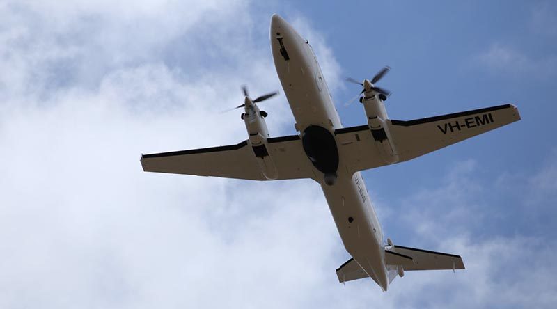 The Defence Experimentation Airborne Platform (DEAP) takes off from RAAF Base Edinburgh in support of Operation Bushfire Assist 10-20.