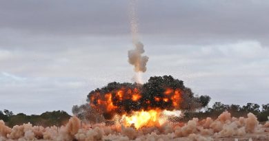 Excalibur impact during Australian trials 2013. Photo by Major Mike Hartas.