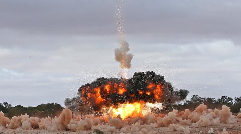 Excalibur impact during Australian trials 2013. Photo by Major Mike Hartas.