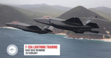 Six RAAF F-35A Lightning Its are expected to make touch-and-go landings at Richmond on 26 February 2020.