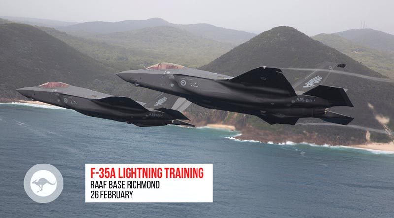 Six RAAF F-35A Lightning Its are expected to make touch-and-go landings at Richmond on 26 February 2020.