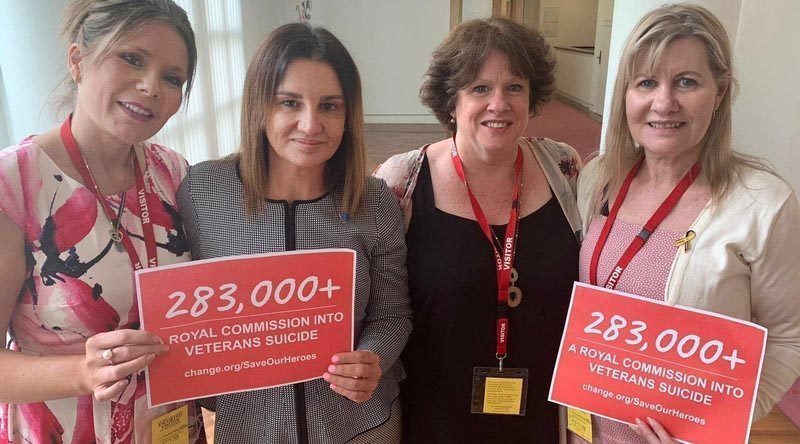 Julie-Ann Finney (right) at Australia's Parliament House with Colleen Pillen, Nikki Jamieson and Senator Jacqui Lambie.