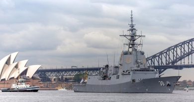 HMAS Hobart departs Fleet Base East, Garden Island, for the Royal Australian Navy's Fleet Certification Period, 2020. Photo by Able Seaman Benjamin Ricketts.