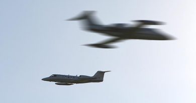 Two Lear Jets (now LearJATTS?), based in Nowra, NSW, used as air targets and opposing forces for ADF training and exercises. Photo by Brian Hartigan.