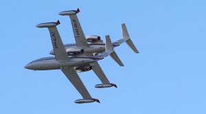 Two Lear Jets (now LearJATTS?), based in Nowra, NSW, used as air targets and opposing forces for ADF training and exercises. Photo by Brian Hartigan.