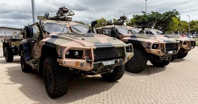 Brand spanking new Hawekei PMV-Ls lined up in 1RAR compound, Lavarack Barracks, Townsville. 1RAR photo from Facebook.