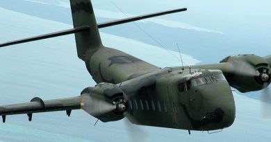 RAAF Caribou A4-195 on a RAMSI mission over the Solomon Islands, September 2003. Photo by Brian Hartigan.