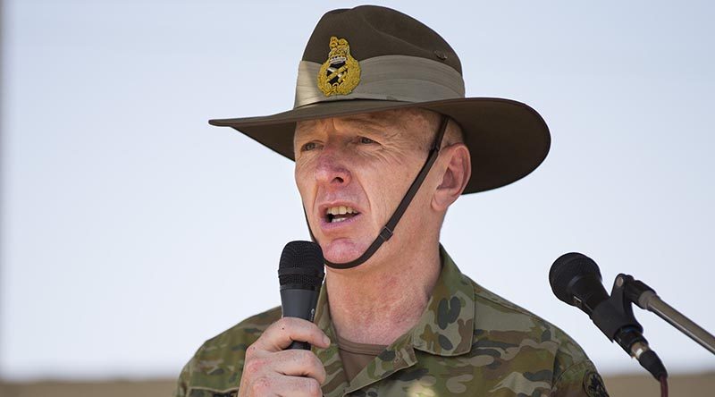 Commander Joint Task Force 633, then Major General John Frewen, addresses Iraqi soldiers at Taji Military Complex. Photo by Able Seaman Chris Beerens.