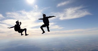 Australian Defence Force skydivers perform during the Australian and New Zealand National Skydiving Championships 2020. Photographer unknown.