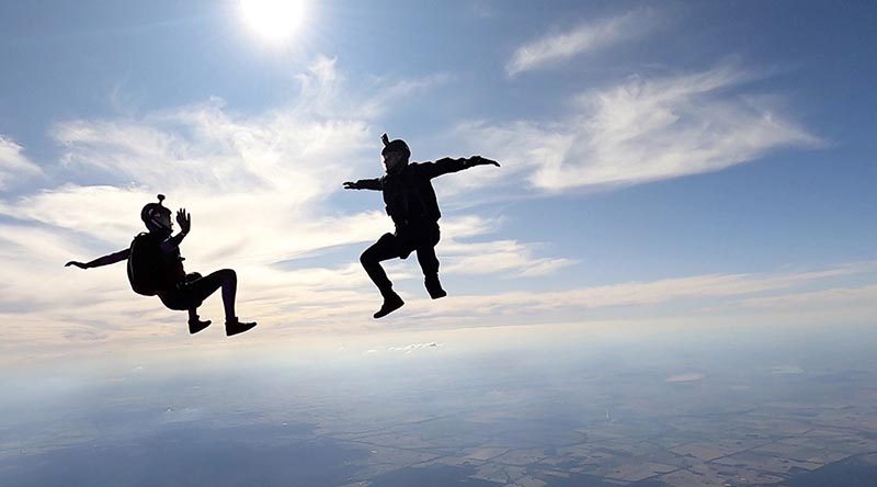 Australian Defence Force skydivers perform during the Australian and New Zealand National Skydiving Championships 2020. Photographer unknown.