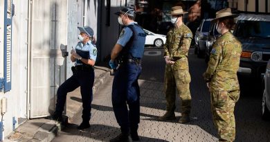 Australian Army soldiers support New South Wales Police with quarantine compliance checks in Sydney. Photo by Corporal Chris Beerens.