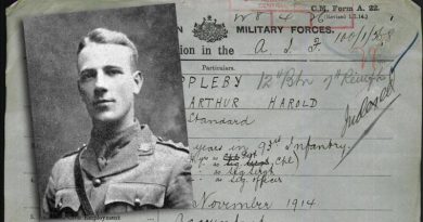 Captain Arthur Harold Appleby and an extract from his service record.