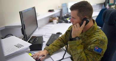 Australian Army soldier Gunner Thomas Wright assists with COVID-19 'contact tracing'. ADF contact tracing teams work with authorities in states and territories to help trace and understand the spread of COVID-19 in the community. Photo by Captain Carla Armenti.
