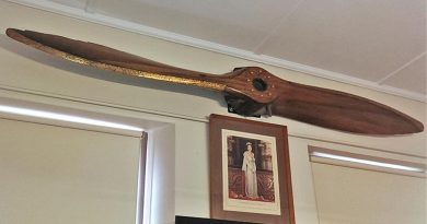 The Hawker Demon propeller from the 1930s, refurbished and on display at the Macclesfield Sub-Branch RSL. Photo by Pilot Officer (AAFC) Paul Lemar.