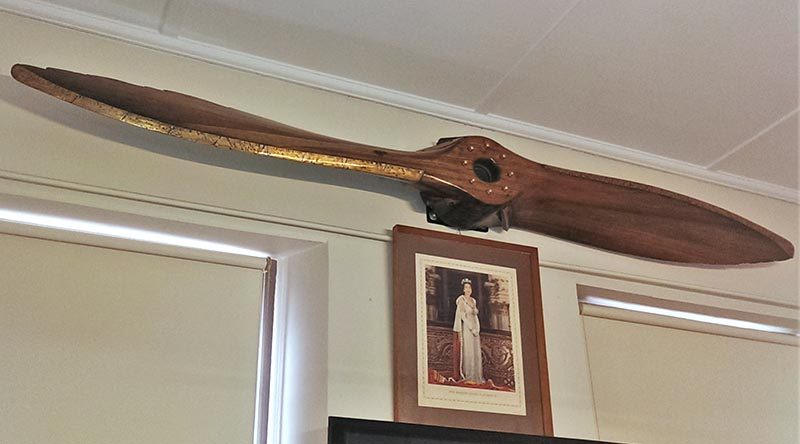 The Hawker Demon propeller from the 1930s, refurbished and on display at the Macclesfield Sub-Branch RSL. Photo by Pilot Officer (AAFC) Paul Lemar.