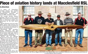 The refurbishment of the Hawker Demon Propeller rated a write-up in the local newspaper.