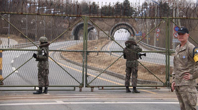 A member of the New Zealand Defence Force at the militarised border between North and South Korea. NZDF photo.