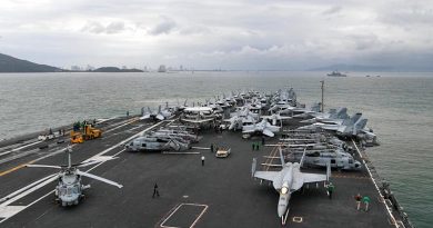 USS Theodore Roosevelt in Da Nang (5 March 2020) to commemorate the 25th anniversary of US/Vietnam diplomatic relations. Photo from USS Theodore Roosevelt Facebook page.